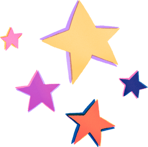 Risograph Outer Space Birthday Stars Illustration