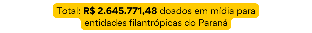 Total R 2 645 771 48 doados em mídia para entidades filantrópicas do Paraná