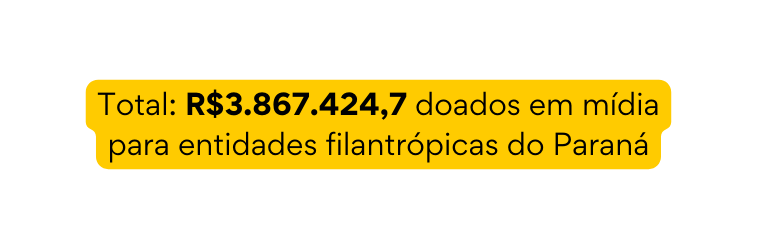 Total R 3 867 424 7 doados em mídia para entidades filantrópicas do Paraná